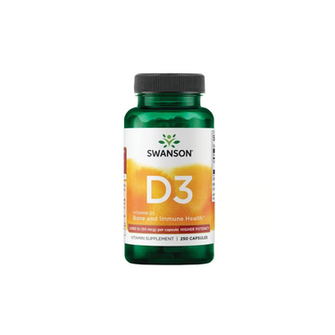 Swanson Vitamin D3 2000 IU offers 250 capsules, designed to support bone health and a robust immune system.